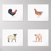 20x16かわいい農業動物水彩動物セット (正面)