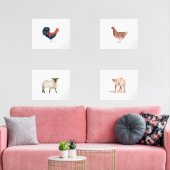 20x16かわいい農業動物水彩動物セット (リビング)