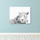 20x16インチ黒モダン白ジャガー キャンバスプリント (インサイチュ (ウッドフロア))