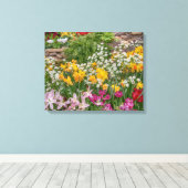 20x16カラフル春の花フル開花 キャンバスプリント (インサイチュ (ウッドフロア))