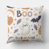 20x20 Pastel Halloween Throw Pillow – Cute Ghost & クッション (裏面)
