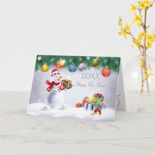 20XXおめでとうございます。ウィンターホリデーフェスティバル カード (黄色い花)