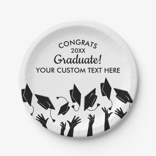 20XXおめでとうの卒業クラスカスタムGrad Cap ペーパープレート (正面)