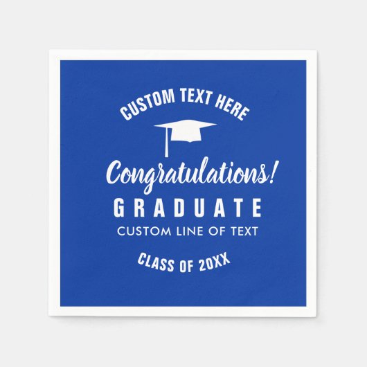 20XXおめでとうの卒業クラス王室のGrad Blue スタンダードカクテルナプキン (正面)