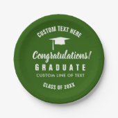 20XXおめでとう卒業クラスGrad Cap Green ペーパープレート (正面)