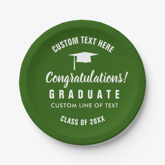 20XXおめでとう卒業クラスGrad Cap Green ペーパープレート