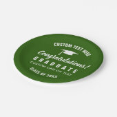 20XXおめでとう卒業クラスGrad Cap Green ペーパープレート (アングル)