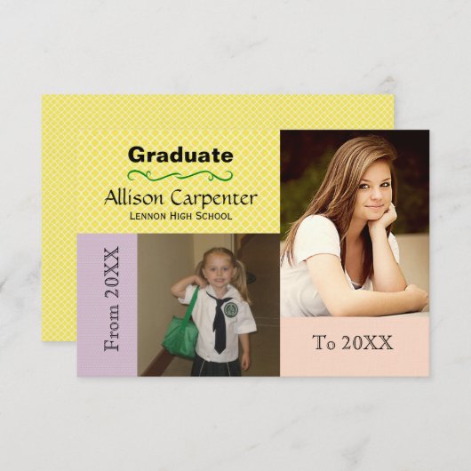 20XXから20XXまで2枚の写真 – 3x5グラード発表 招待状 (正面/裏面)