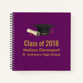 20XXのパープルクラスの卒業式キャップと卒業証書 ノートブック (正面)