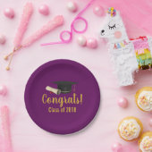 20XXのパープルクラスの卒業式キャップと卒業証書 ペーパープレート (パーティー)