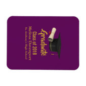 20XXのパープルクラスの卒業式キャップと卒業証書 マグネット (横)