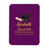 20XXのパープルクラスの卒業式キャップと卒業証書 マグネット (縦)