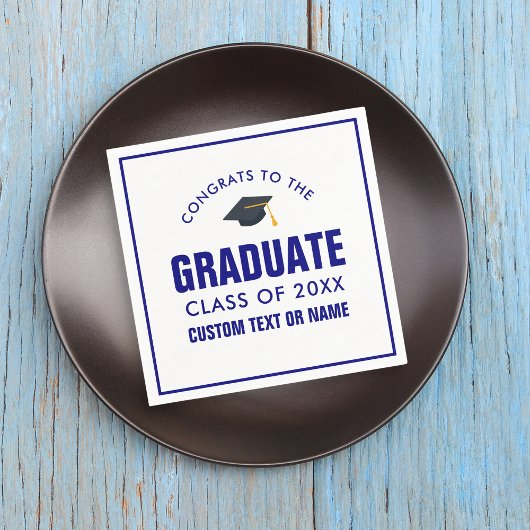 20XXの卒業クラスあなたの学校の色ブルー スタンダードカクテルナプキン