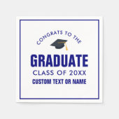 20XXの卒業クラスあなたの学校の色ブルー スタンダードカクテルナプキン (正面)