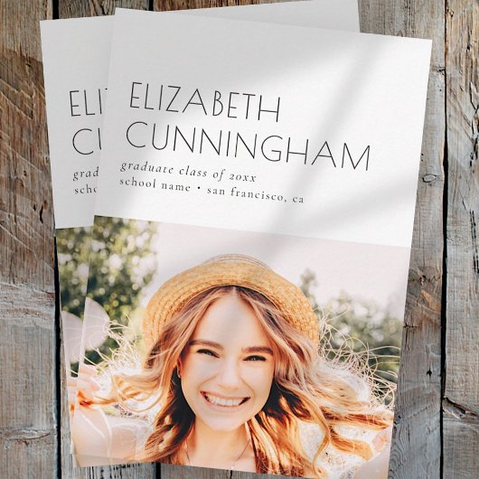 20XXの卒業クラスのミニマル写真卒業 案内状