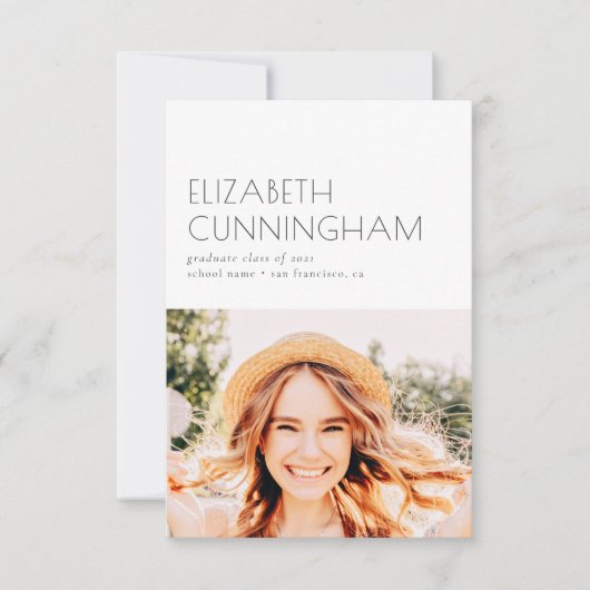 20XXの卒業クラスのミニマル写真卒業 案内状 (正面)