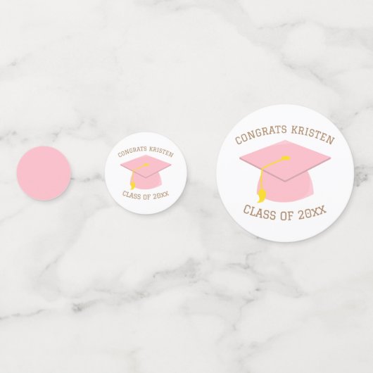 20xxカスタムピンクの卒業式キャップのクラス コンフェッティ (正面)