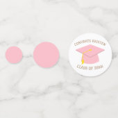 20xxカスタムピンクの卒業式キャップのクラス コンフェッティ (裏面)