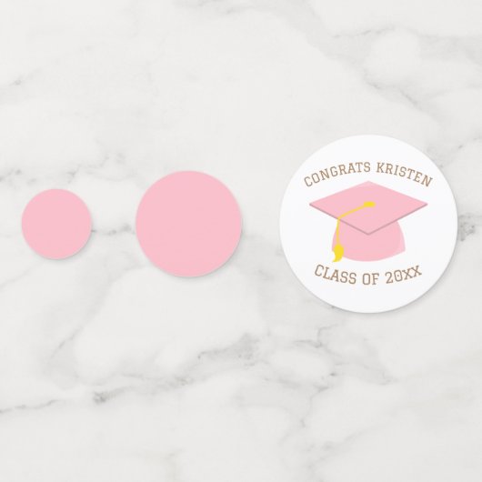 20xxカスタムピンクの卒業式キャップのクラス コンフェッティ (裏面)