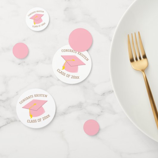 20xxカスタムピンクの卒業式キャップのクラス コンフェッティ (グループ)