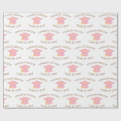 20xxカスタムピンクの卒業式キャップギフトのクラス ラッピングペーパー (フラット)