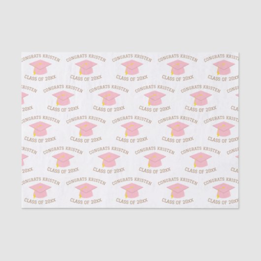 20xxカスタムピンクの卒業式キャップギフトのクラス 薄葉紙 (正面)