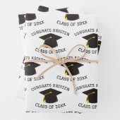 20xxカスタムブラック卒業キャップギフトのクラス ラッピングペーパーシート (インサイチュ)