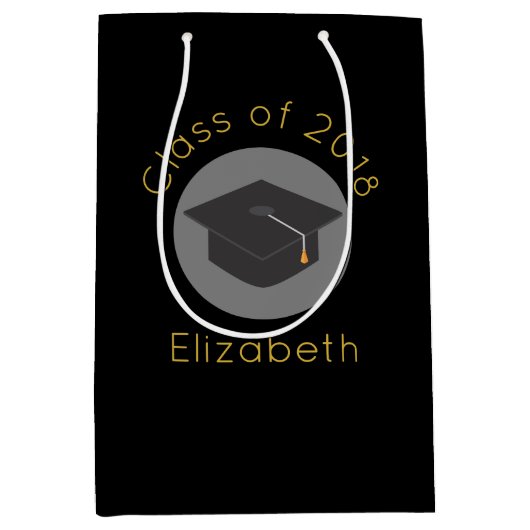 20xxクラスのブラッククラスの卒業カスタム上限 ミディアムペーパーバッグ (正面)