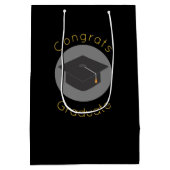 20xxクラスのブラッククラスの卒業カスタム上限 ミディアムペーパーバッグ (裏面)