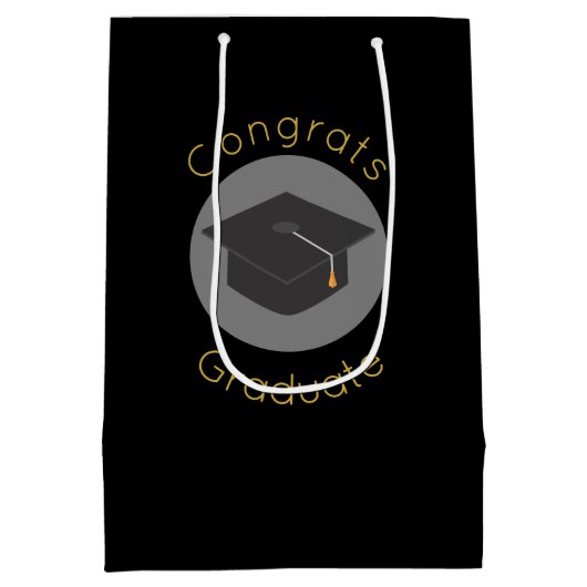 20xxクラスのブラッククラスの卒業カスタム上限 ミディアムペーパーバッグ (裏面)