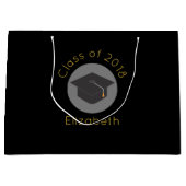 20xxクラスのブラッククラスの卒業カスタム上限 ラージペーパーバッグ (正面)