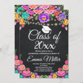 20XXクラスのメキシコのフローラシャルボード卒業 招待状 (正面/裏面)
