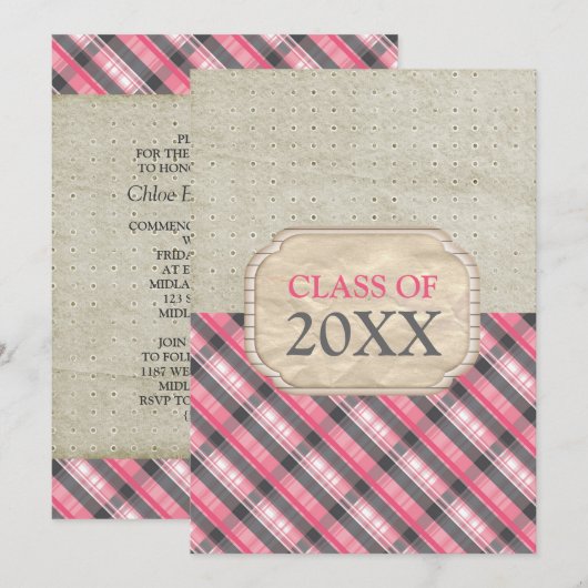 20XXクラスの卒業発表 招待状 (正面/裏面)