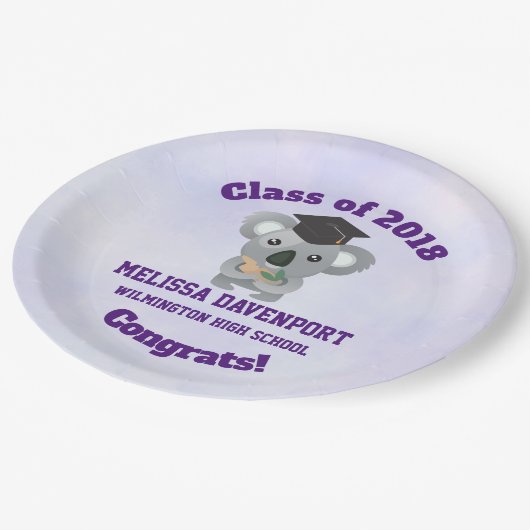 20xxクラスのCongrat Koala Bear卒業式キャップ ペーパープレート (アングル)