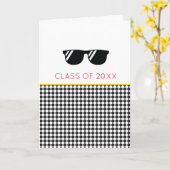 20XXクラス卒業サングラス行く方法! カード (黄色い花)