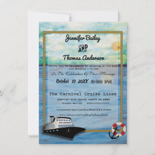 20XXクルーズシップ水カラー結婚式招待状 セーブザデート