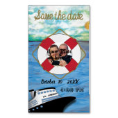 20XXクルーズ船W/Pic日付水の色を保存 マグネット名刺 (正面縦)