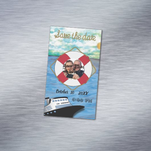 20XXクルーズ船W/Pic日付水の色を保存 マグネット名刺 (インサイチュ)