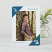 20XXグラードカスタムフォトシンプルブルーコーナー 案内状 (スタンド正面)