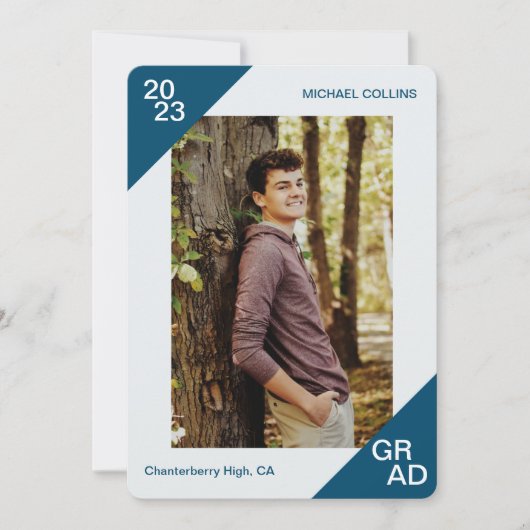 20XXグラードカスタムフォトシンプルブルーコーナー 案内状 (正面)