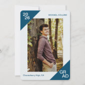 20XXグラードカスタムフォトシンプルブルーコーナー 案内状 (正面)