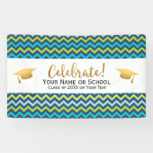 20XXシェブロンの卒業パーティクカラフルラス 横断幕 (横)