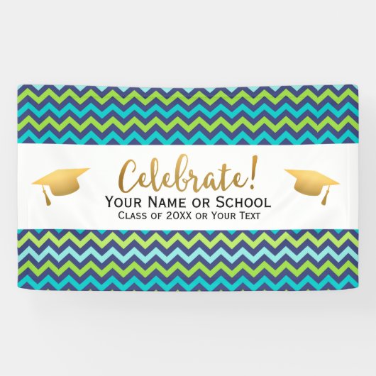 20XXシェブロンの卒業パーティクカラフルラス 横断幕 (横)