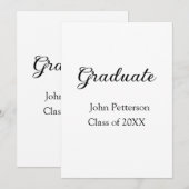 20XXシンプル年ミニマル卒業m 招待状 (正面/裏面)