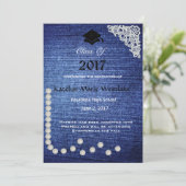 20XXデニム、レース及び真珠の卒業の発表 案内状 (スタンド正面)