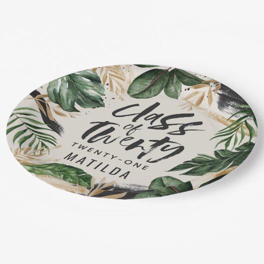 20XXナプキンズの熱帯卒業パーティークラス ペーパープレート (アングル)