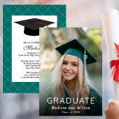 20XXパーティーのグリーンホワイトフォト卒業クラス 招待状