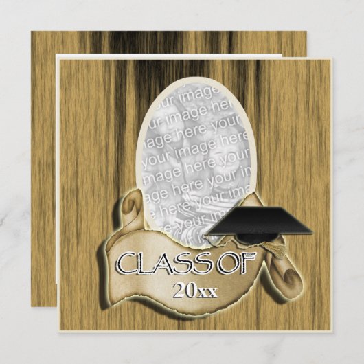 20xxフォトウッドの卒業クラエレガントス 招待状 (正面/裏面)