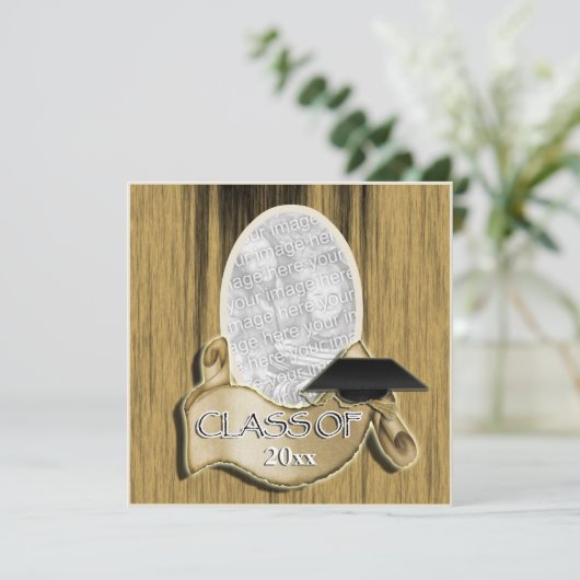 20xxフォトウッドの卒業クラエレガントス 招待状 (スタンド正面)