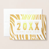 20XXメリークリスマス&ハッピーニューイヤー!クリスマスゼブラ 箔カード (封筒付き正面)
